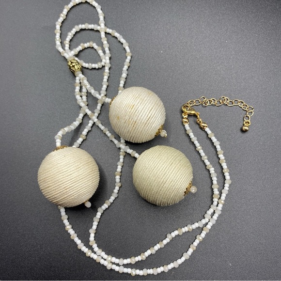 Boho Seed Bead Long Chunky Natural Seisal Balls Necklace - Picture 2 of 8